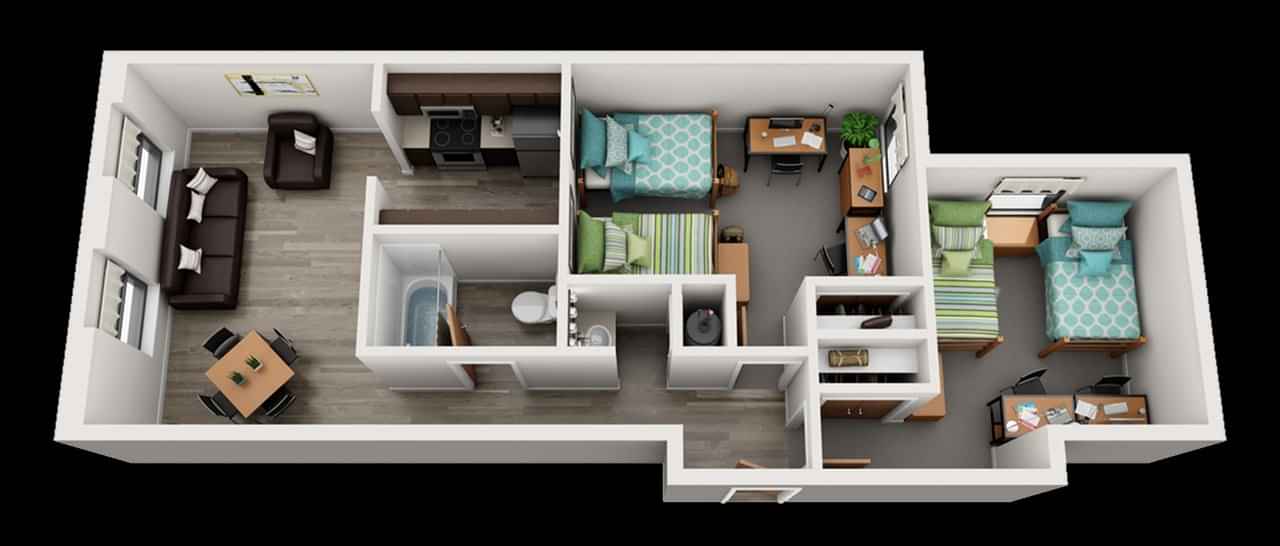 2 Bedroom 1 Bathroom – Non Ensuite – Image 1