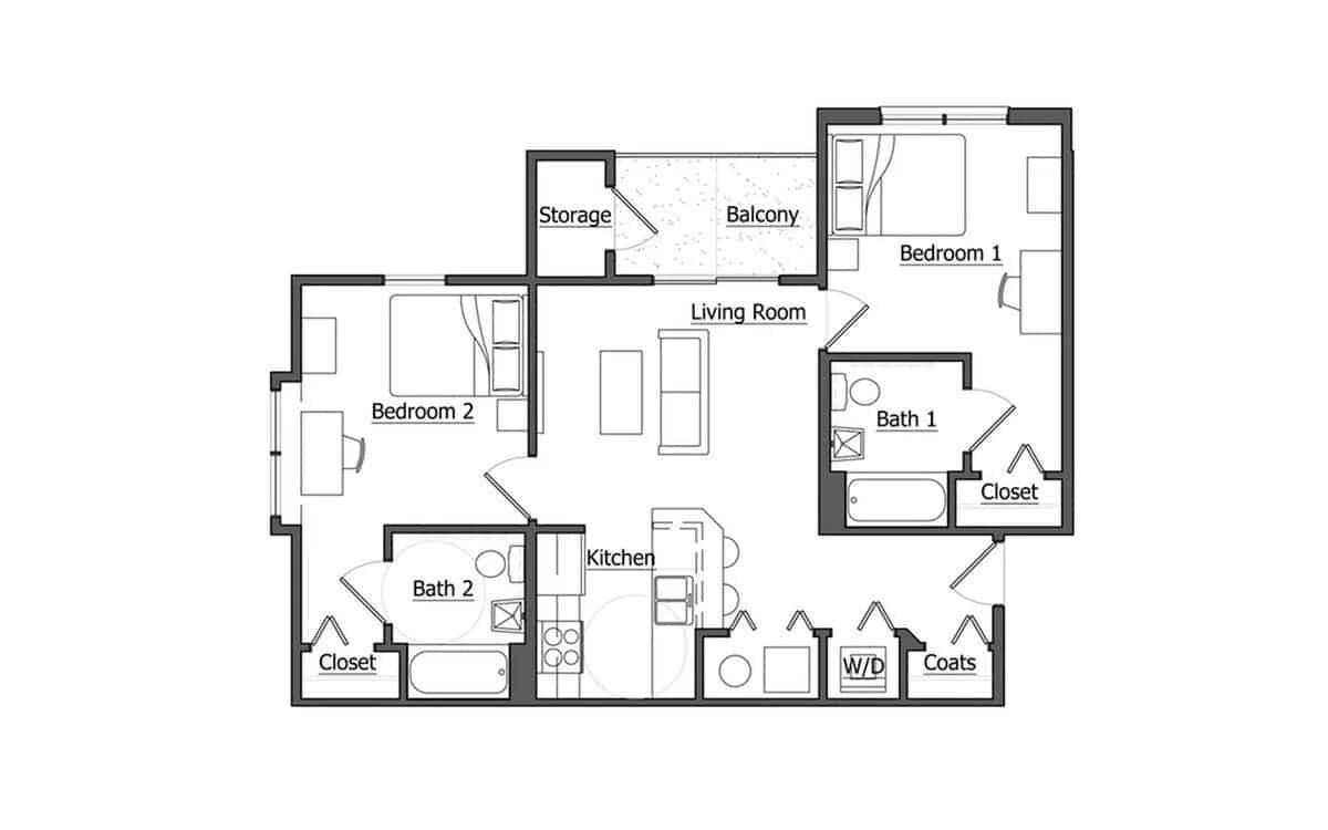 The Dixon Deluxe (2 Bed 2 Bath) – Ensuite – Image 1