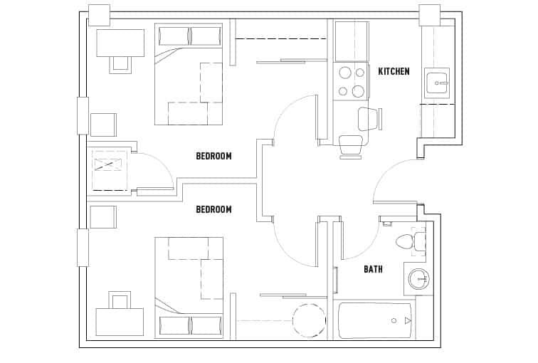 2 Bed - 1 Bath – Non Ensuite – Image 1